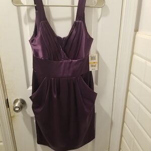 B Darlin Dark Purple Cocktail Dress with Pleated Bodice NWT